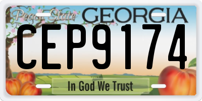 GA license plate CEP9174