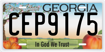 GA license plate CEP9175