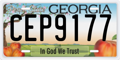 GA license plate CEP9177