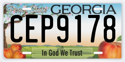 GA license plate CEP9178