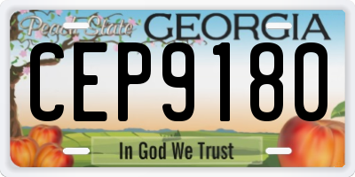 GA license plate CEP9180