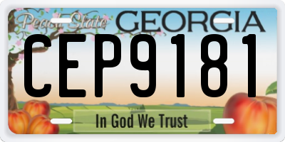 GA license plate CEP9181