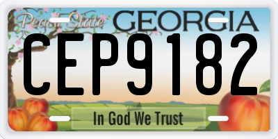 GA license plate CEP9182
