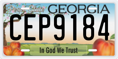 GA license plate CEP9184