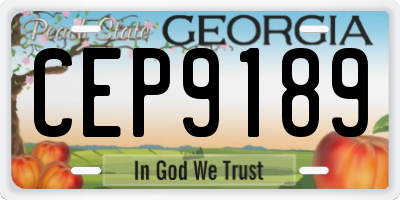 GA license plate CEP9189
