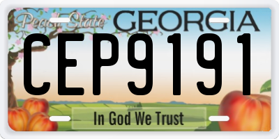 GA license plate CEP9191