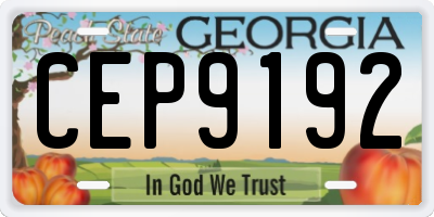 GA license plate CEP9192