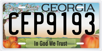 GA license plate CEP9193