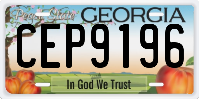 GA license plate CEP9196