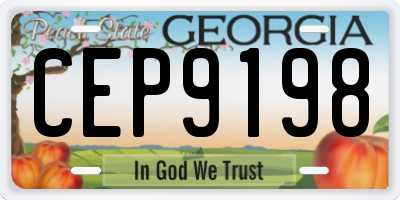 GA license plate CEP9198