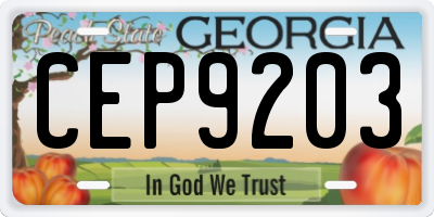 GA license plate CEP9203