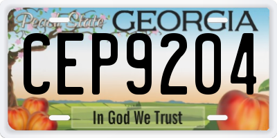 GA license plate CEP9204