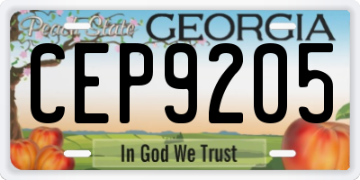 GA license plate CEP9205