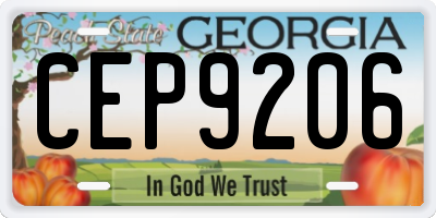 GA license plate CEP9206