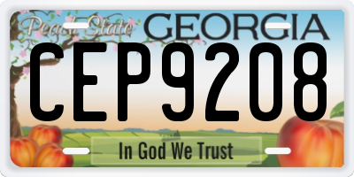 GA license plate CEP9208