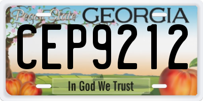 GA license plate CEP9212