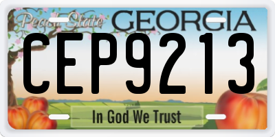 GA license plate CEP9213