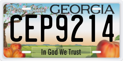 GA license plate CEP9214