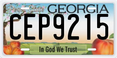 GA license plate CEP9215