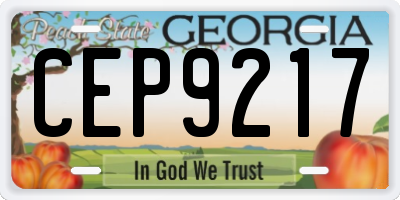 GA license plate CEP9217