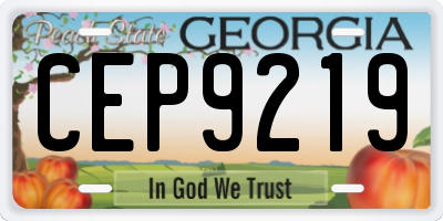 GA license plate CEP9219