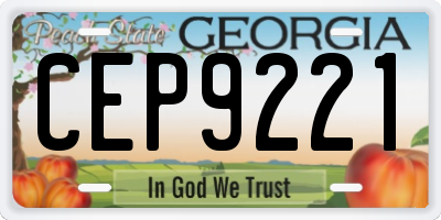 GA license plate CEP9221