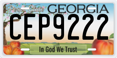 GA license plate CEP9222