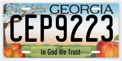 GA license plate CEP9223