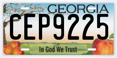 GA license plate CEP9225