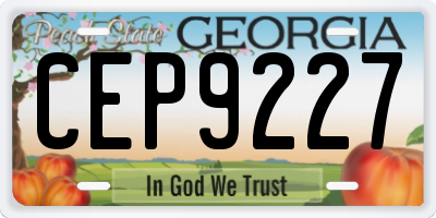 GA license plate CEP9227
