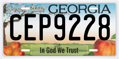 GA license plate CEP9228