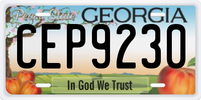 GA license plate CEP9230