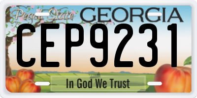 GA license plate CEP9231