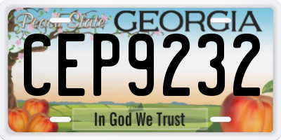 GA license plate CEP9232