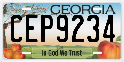 GA license plate CEP9234