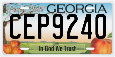 GA license plate CEP9240