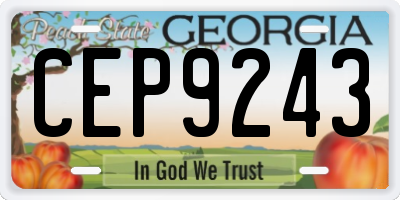 GA license plate CEP9243