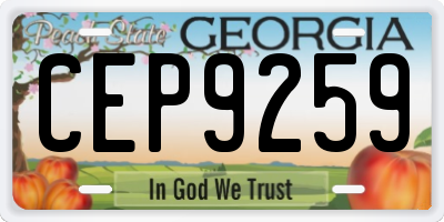 GA license plate CEP9259