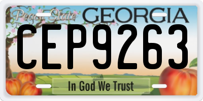 GA license plate CEP9263