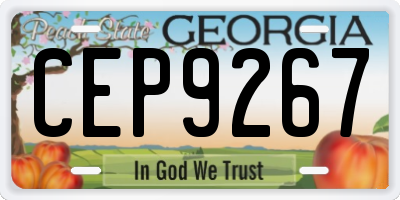 GA license plate CEP9267