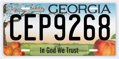 GA license plate CEP9268