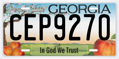 GA license plate CEP9270