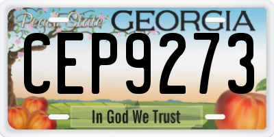 GA license plate CEP9273