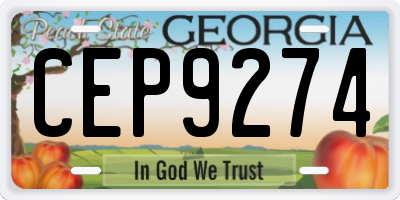 GA license plate CEP9274