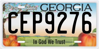 GA license plate CEP9276