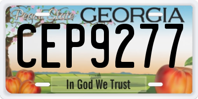 GA license plate CEP9277