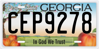GA license plate CEP9278