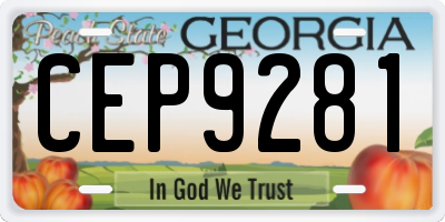 GA license plate CEP9281