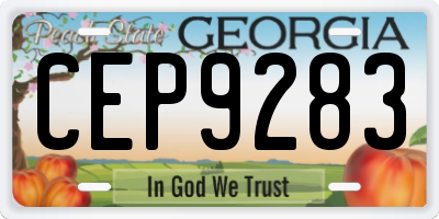 GA license plate CEP9283