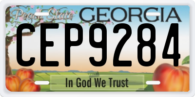 GA license plate CEP9284